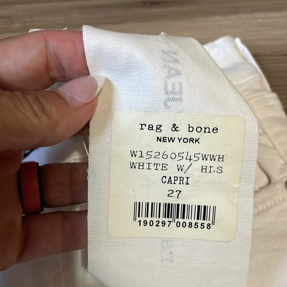 Rag & bone Bright White Capri Jeans Distressed Skinny Cropped Stretchy Sz 27 NWT - Picture 3 of 11